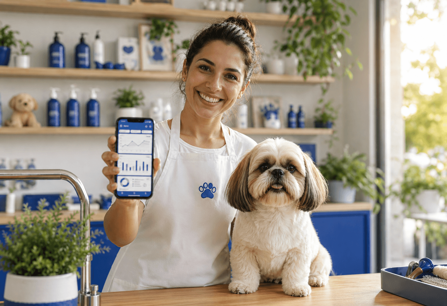 Tela do PetCinha em uso em um smartphone, mostrando a agenda do dia de um petshop