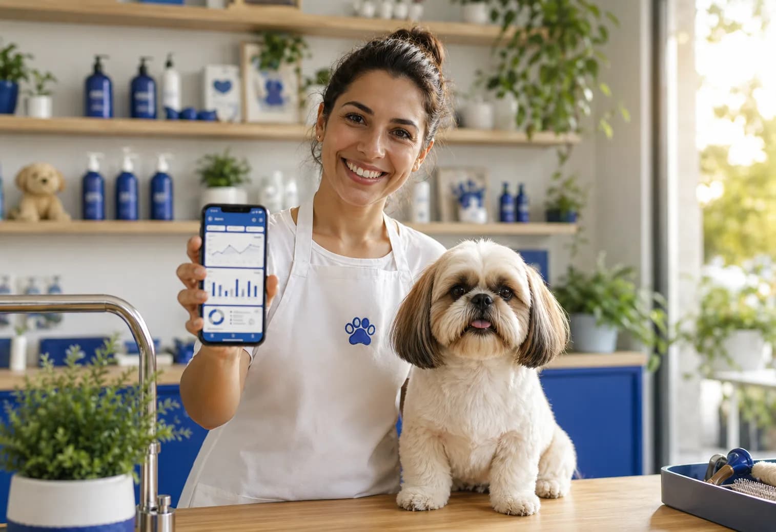 Tela do PetCinha em uso em um smartphone, mostrando a agenda do dia de um petshop